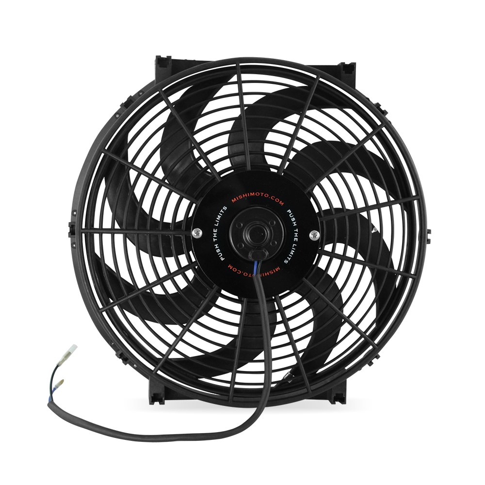 Mishimoto Cooling Fan, Electric, 1300 Cfm, 14 Inch Diameter Fan X 2-1/2 Inch Depth, 10 Curved Blade, Puller or Pusher, 2200 RPM – MMFAN-14C