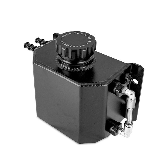 Mishimoto Radiator Overflow Tank, 7.9 Inch Width X 6-3/4 Inch Height, 0.26 Gallon Fluid Capacity, Anodized Black, Aluminum – MMRT-1LBK