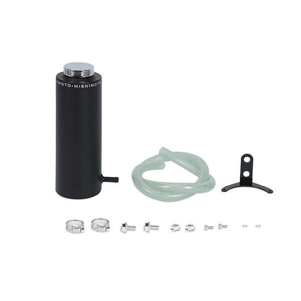 Mishimoto Radiator Overflow Tank, 3 Inch Diameter X 8.2 Inch Overall Height, 28 Ounce Fluid Capacity, Wrinkle Black, Aluminum – MMRT-CAWBK