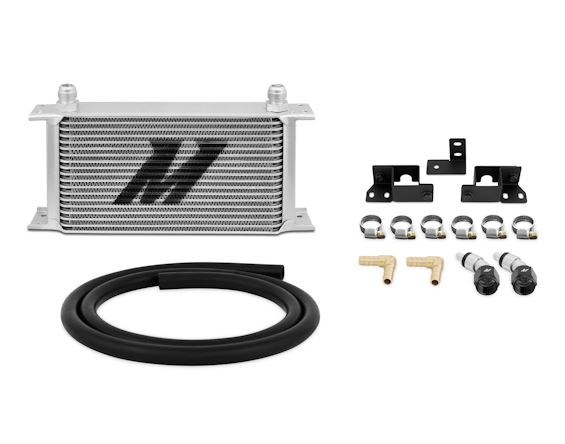 Mishimoto Fluid Cooler, For Transmission Fluid, 19 Row Cooler, Barb Connection, 3/8 Inch Inlet, 3/8 Inch Outlet, Silver – MMTC-WRA-07