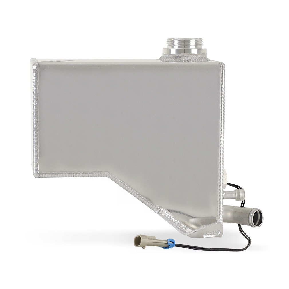 Mishimoto Coolant Reservoir, 0.65 Gallon Liquid Capacity, Aluminum, Natural, With Fluid Level Sensor/ Worm Gear Clamps/ Overflow Hose – MMRT-DMAX-01N
