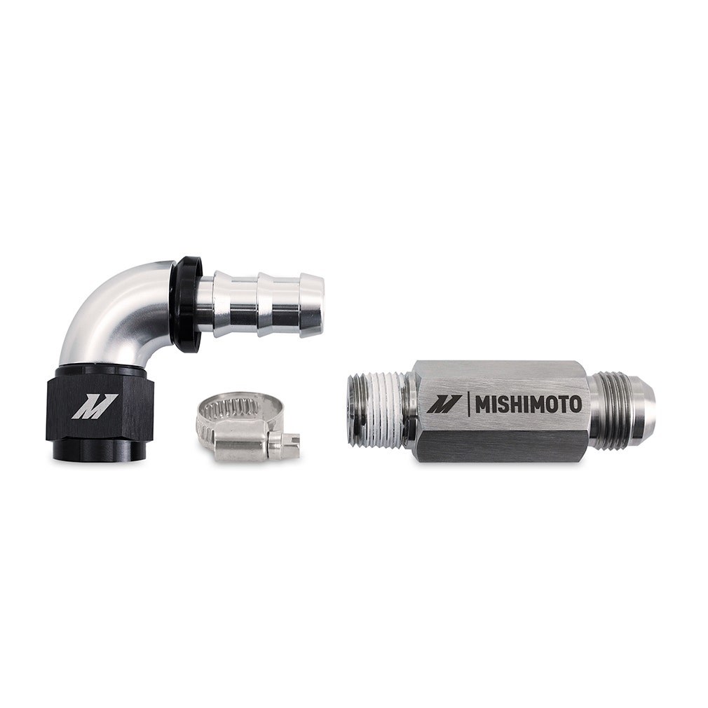 Mishimoto Heater Hose, 1/2 Inch-14 NPT Male Inlet Fitting, -10AN Hose Barb Outlet Fitting, With Worm Gear Clamp – MMHOSE-RAM-07HU