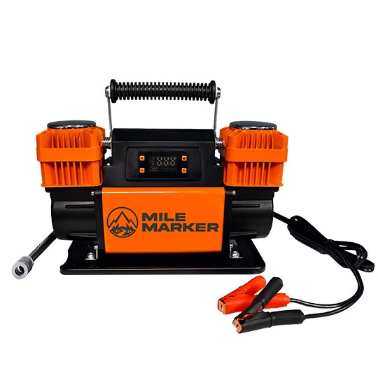 Milemarker Air Compressor, Portable, 150 PSI Maximum Working Pressure, 12.35 Cubic Feet Per Minute, Battery Clamp, 12 Volt – 20301
