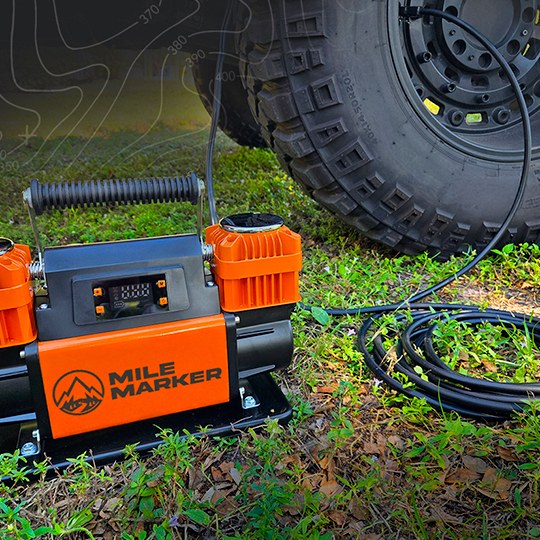 Milemarker Air Compressor, Portable, 150 PSI Maximum Working Pressure, 12.35 Cubic Feet Per Minute, Battery Clamp, 12 Volt – 20301