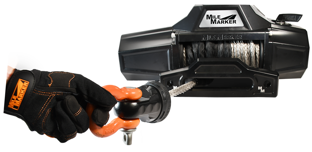 Milemarker Winch Cable Shackle Mount, Fits 3/4 Inch Shackle/ D-Rings, Fits 5/16 Inch or 3/8 Inch Synthetic Rope/ Steel Cable, Black – 60-12100-CB