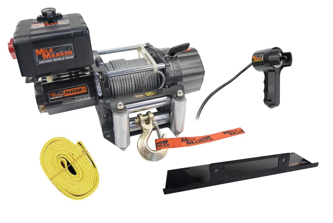 Milemarker Winch, SEC4500, Vehicle Mounted, Waterproof Trailer/Utility Winch, 12 Volt Electric, 4500 Pound Line Pull Capacity – 76-50115BW