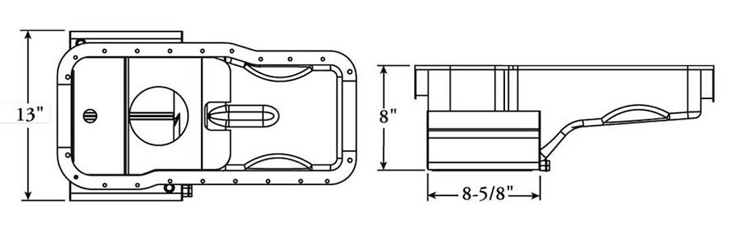 Moroso Oil Pan, Street Strip, For Use with Ford 351W Engine Blocks Without Front and Rear 4 Bolt Main Caps, 7 Quart Capacity, Front Sump – 20507