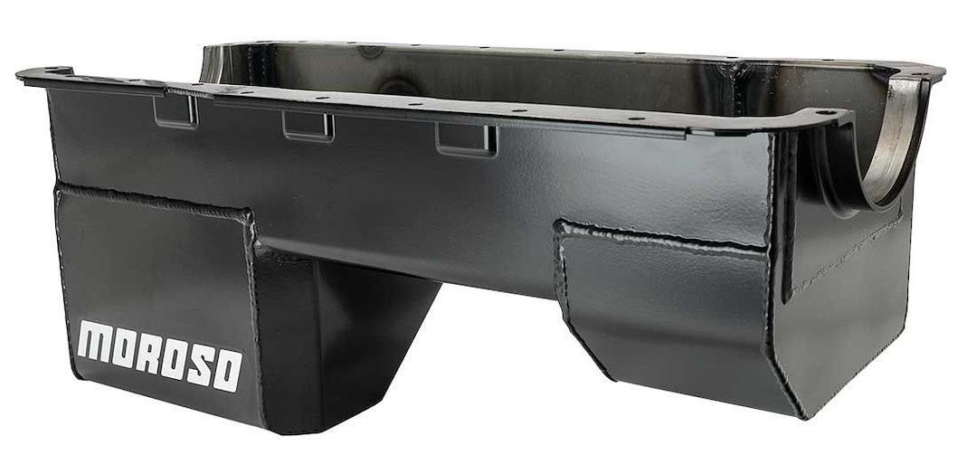 Moroso Oil Pan, For Use with Ford Small Block 289-302 Engines, 6 Quarts, Rear Wet Sump, 9 Inch Deep Sump, With Baffle, Powder Coated, Black – 20542