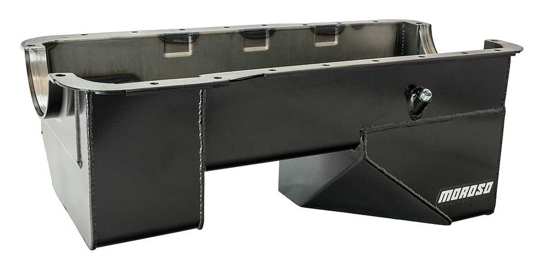 Moroso Oil Pan, For Use with Ford Small Block 289-302 Engines, 6 Quarts, Rear Wet Sump, 9 Inch Deep Sump, With Baffle, Powder Coated, Black – 20542