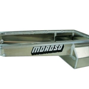 Moroso Oil Pan, For Use with Chrysler 6.2L and Gen 3 Hemi Engines with the Hellcat Front Timing Cover, Drag Race, 5 Quarts, Wet Sump Rear – 21165