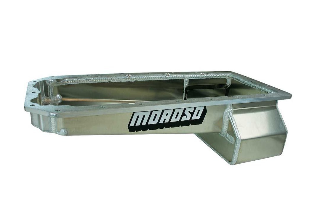 Moroso Oil Pan, For Use with Chrysler 6.2L and Gen 3 Hemi Engines with the Hellcat Front Timing Cover, Drag Race, 5 Quarts, Wet Sump Rear – 21165