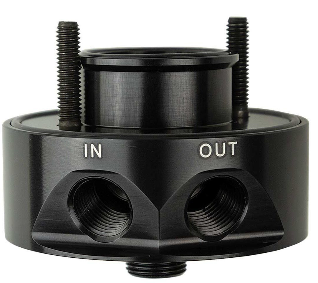 Moroso Oil Cooler Adapter, Sandwich, 10AN Inlet and Outlet Ports – 23692