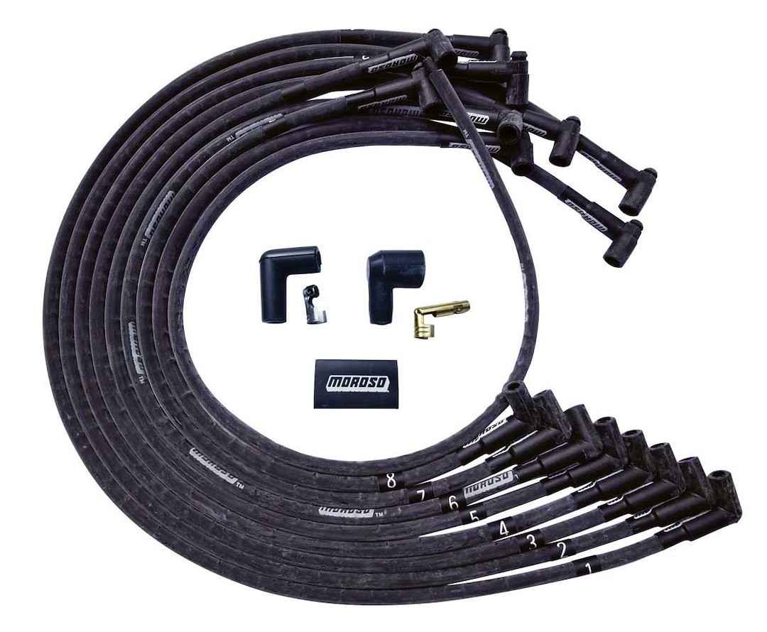 Moroso Spark Plug Wire Set, Ultra, For Use with Big Block Chevy/ Under the Valve Covers, Sleeved, 90 Degree Spark Plug Boot – 51543