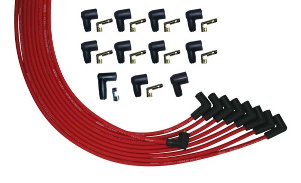 Moroso Spark Plug Wire Set, Ultra, Unsleeved, 90 Degree Spark Plug Boot, Non-Hei Distributor, Red, For Use with V8 Engines – 52007
