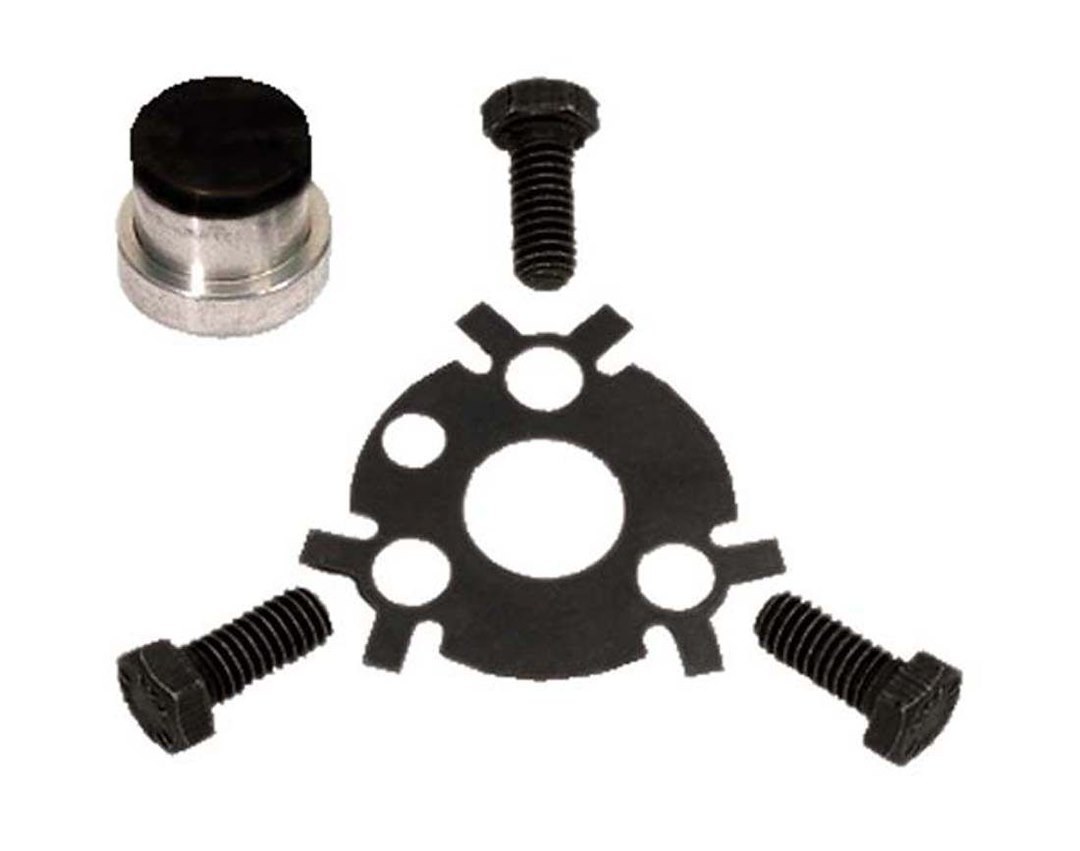 Moroso Camshaft Button, Chevy Small Block and 90 Degree V6, Late Flat Style Timing Cover, With Camshaft Button/ Retaining Plate/ and Cam Bolts – 60461