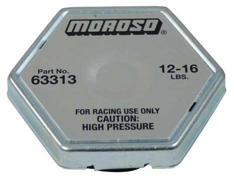 Moroso Radiator Cap, 13 Pounds to 16 Pounds, Hexagon, Without Pressure Release Lever, Moroso Logo – 63313