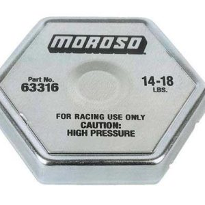 Moroso Radiator Cap, 14 Pounds to 18 Pounds, Hexagon, Without Pressure Release Lever, Moroso Logo – 63316