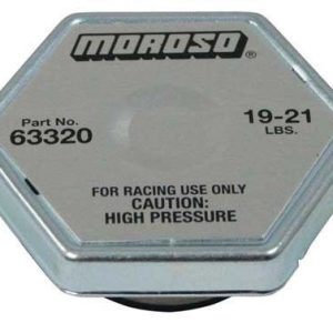 Moroso Radiator Cap, 19 Pounds to 21 Pounds, Hexagon, Without Pressure Release Lever, Moroso Logo – 63320