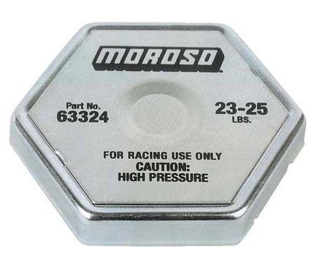 Moroso Radiator Cap, 23 Pounds to 25 Pounds, Hexagon, Without Pressure Release Lever, Moroso Logo – 63324