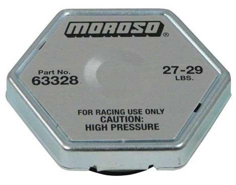 Moroso Radiator Cap, 27 Pounds to 29 Pounds, Hexagon, Without Pressure Release Lever, Moroso Logo – 63328