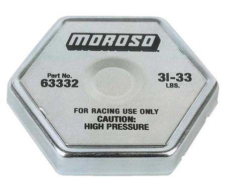 Moroso Radiator Cap, 31 Pounds to 33 Pounds, Hexagon, Without Pressure Release Lever, Moroso Logo – 63332