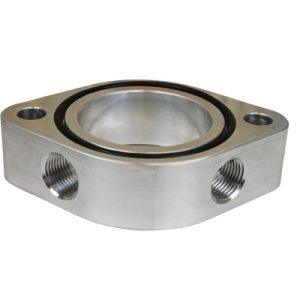 Moroso Thermostat Housing Spacer, Use on Brodix Hv Series Intake Manifolds, 1 Inch Thickness, Aluminum, With Two 3/8 Inch NPT Female Ports – 63433