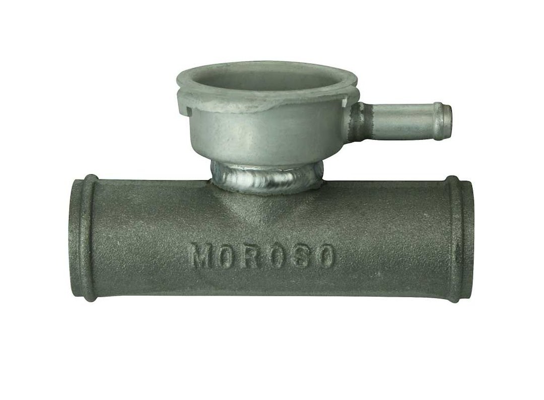 Moroso Radiator Hose Filler, 356-T6 Cast Aluminum, 1-1/4 Inch to 1-1/4 Inch, Without Radiator Cap – 63745