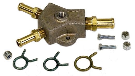 Moroso Fuel Distribution Block, Single Inlet/ 2 Outlet, 1/2 Inch Hose/ 3/8 Inch Hose, Aluminum – 65160