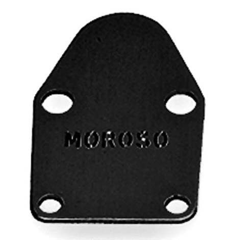 Moroso Fuel Pump Block Off Plate, For Use with Small Block Chevy Engines, Black Anodized, With Moroso Logo/ Gasket – 65391