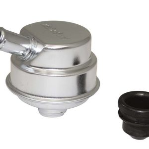 Moroso Crankcase Breather Cap, Circle, Push-IN Style, Gold Iridite, With Grommet – 68780