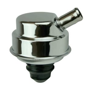 Moroso Crankcase Breather Cap, Circle, Push-IN Style, Chrome, With Grommet – 68781