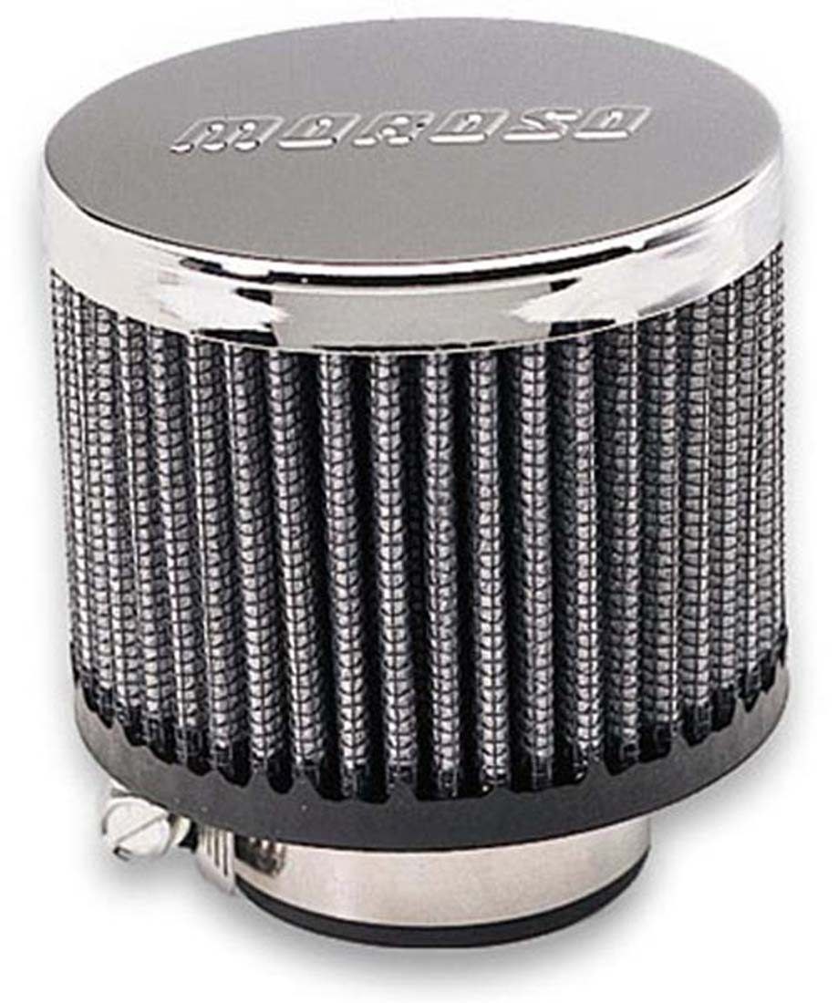 Moroso Crankcase Breather Filter, Clamp-On Type, 1-1/2 Inch Inside Diameter, Without Deflector Shield – 68816