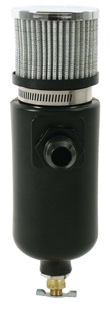 Moroso Catch Can, For Storing Excess Oil, 7-1/2 Inch Height X 3-1/8 Inch Diameter, Single 10AN, Polyethylene, 2 Inch Filter – 85402