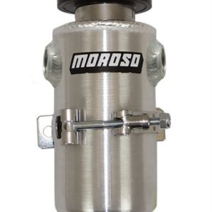 Moroso Catch Can, For Storing Excess Oil, 6-1/2 Inch Tank Height X 3-1/8 Inch Diameter, 11-1/2 Inch Overall Height, Dual 1/2 Inch NPT Fitting – 85455