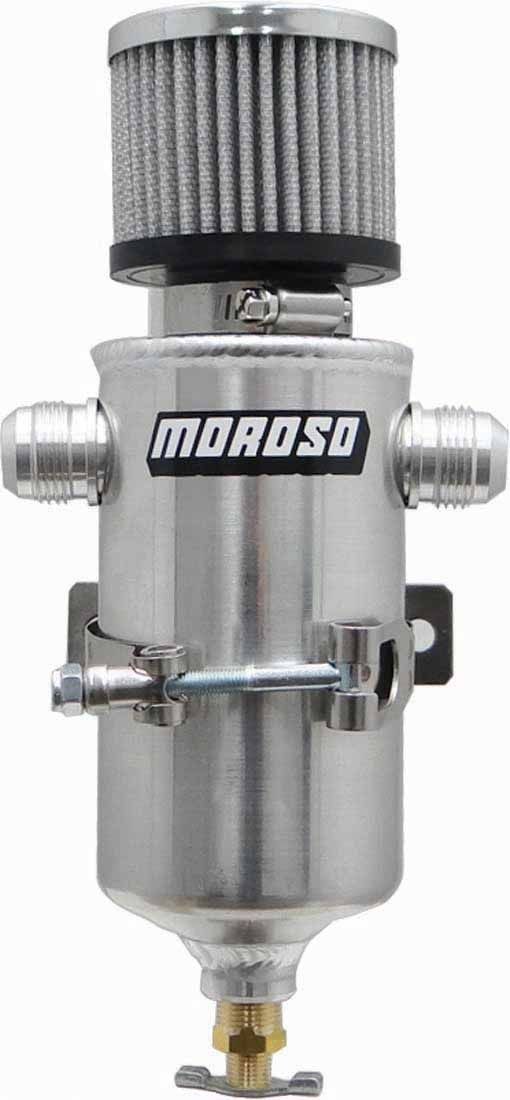 Moroso Catch Can, Capture the Excess Crankcase Vapors and the Residual Oil Mist from Reentering the Intake Track, Two 12AN Inlet Ports – 85469