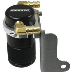 Moroso Catch Can, Capture the Excess Crankcase Vapors and the Residual Oil Mist from Reentering the Intake Track, Black Anodized – 85613