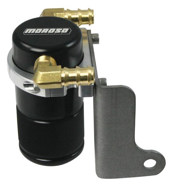 Moroso Catch Can, Capture the Excess Crankcase Vapors and the Residual Oil Mist from Reentering the Intake Track, Black Anodized – 85613