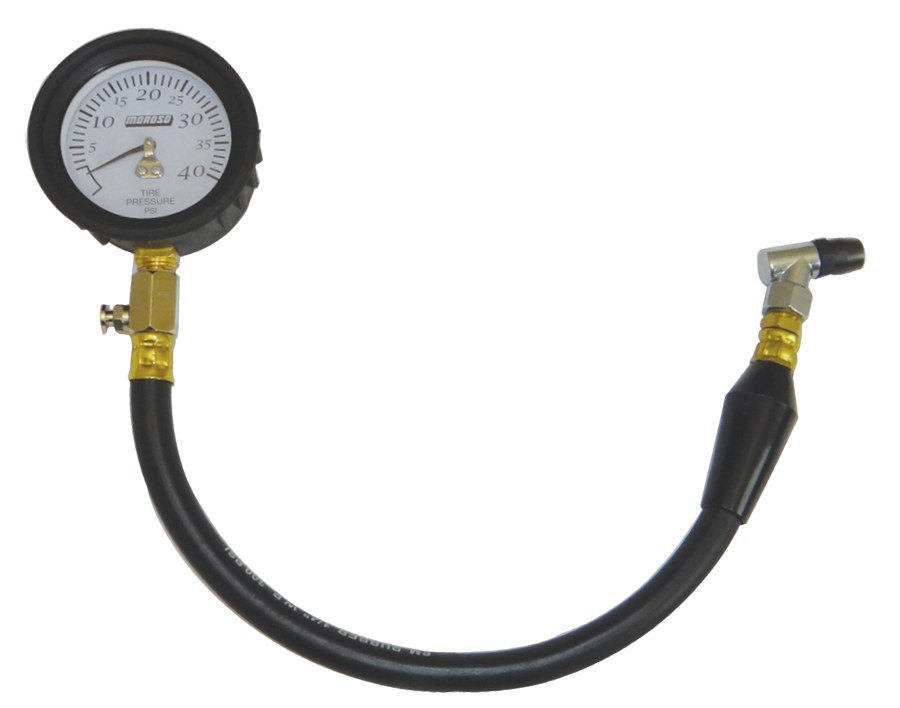 Moroso Tire Pressure Gauge, Garage, 2-1/4 Inch Diameter, Analog, 0-40 Pounds Per Square Inch (PSI), White Face – 89593