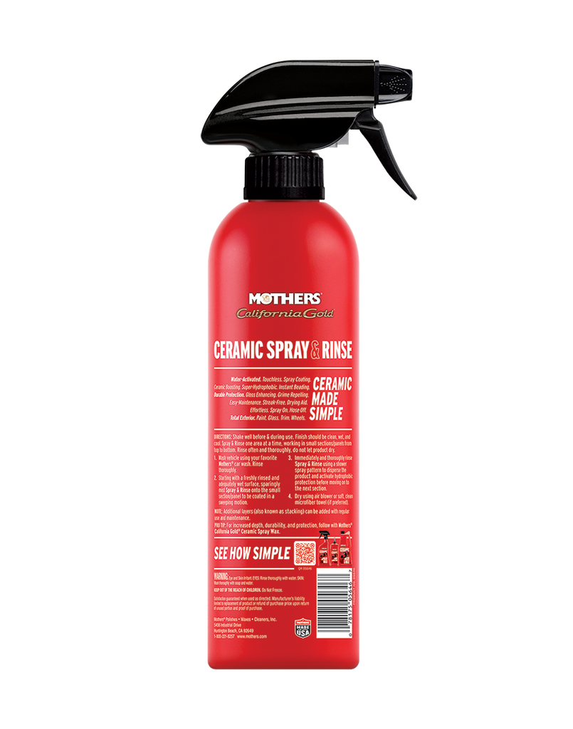 Mothers Car Wax, California Gold®, Touchless Ceramic Spray Coating and Rinse, 16 Ounce Spray Bottle, Without Applicator – 05646
