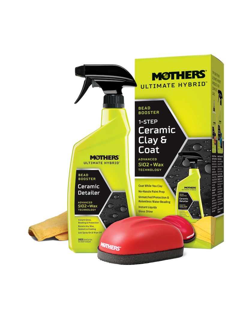 Mothers Paint Cleaner, Ultimate Hybrid ™, Clay Bar, With Clay Tool/ Ceramic Detailer Spray Bottle and Microfiber Towel – 07260