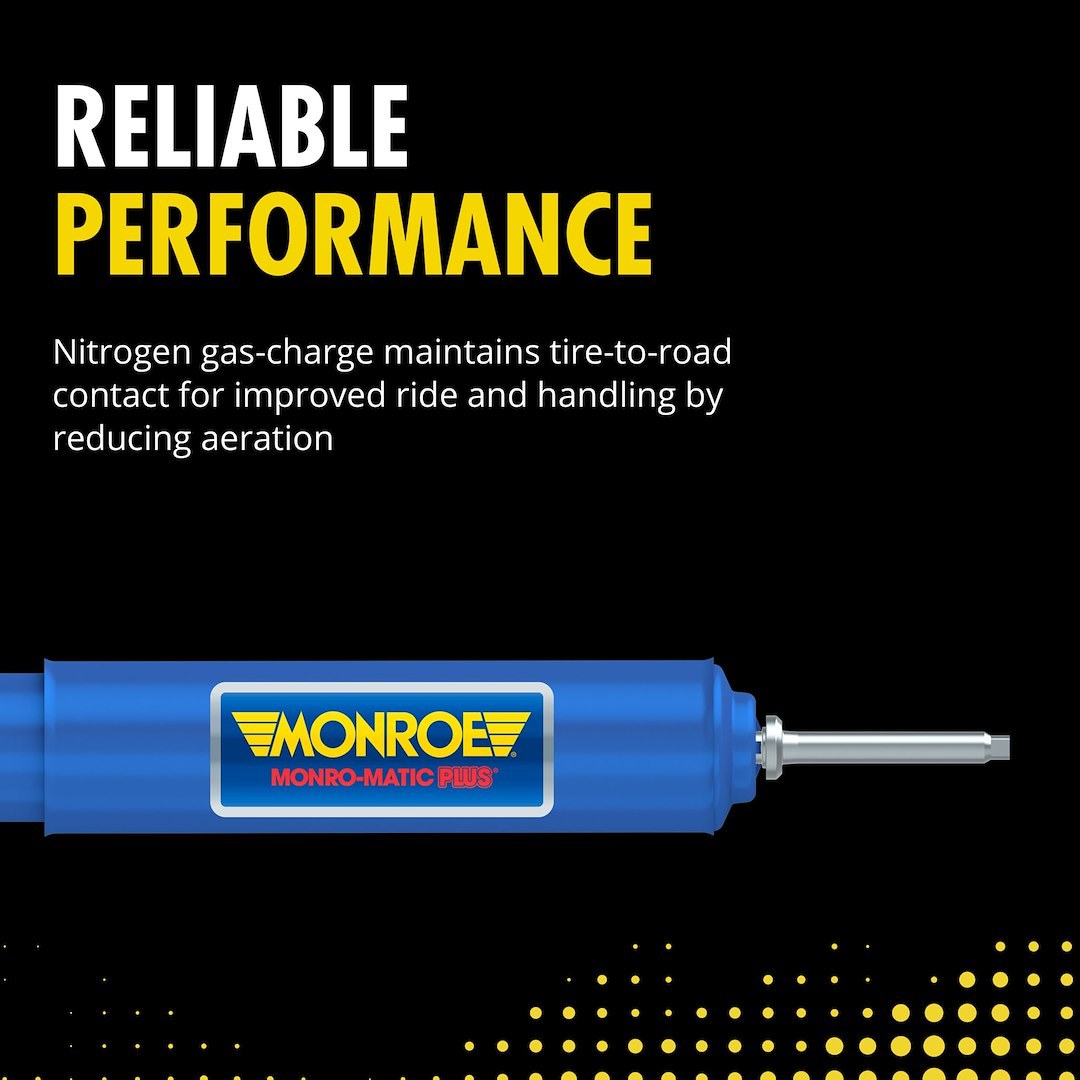 Monroe Shock Absorber, Monro-Matic ® Plus, Nitrogen Gas Charged, Without Warranty, Non Adjustable Valving, Without Shock Boots, Blue, Single – 33178