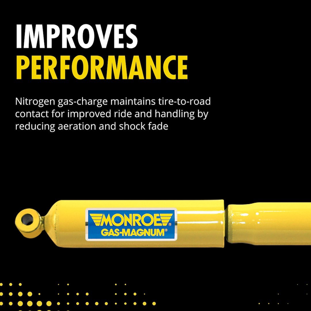 Monroe Shock Absorber, Gas-Magnum®, Nitrogen Gas Charged, Non Adjustable Valving, Without Shock Boots, Yellow, Single – 34534