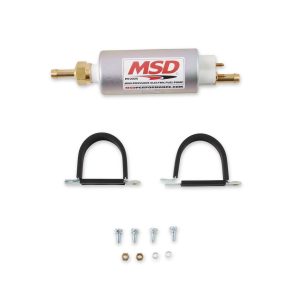 MSD Ignition Fuel Pump Electric, 43 Gph at 40 PSI, Without Regulator, 3/8 Inch Hose Barb Inlet and 5/16 Inch Hose Barb Outlet, 12 Volts – 2225