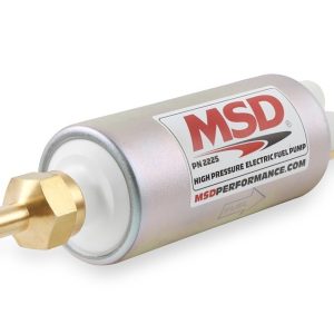 MSD Ignition Fuel Pump Electric, 43 Gph at 40 PSI, Without Regulator, 3/8 Inch Hose Barb Inlet and 5/16 Inch Hose Barb Outlet, 12 Volts – 2225