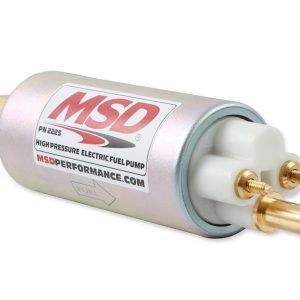 MSD Ignition Fuel Pump Electric, 43 Gph at 40 PSI, Without Regulator, 3/8 Inch Hose Barb Inlet and 5/16 Inch Hose Barb Outlet, 12 Volts – 2225