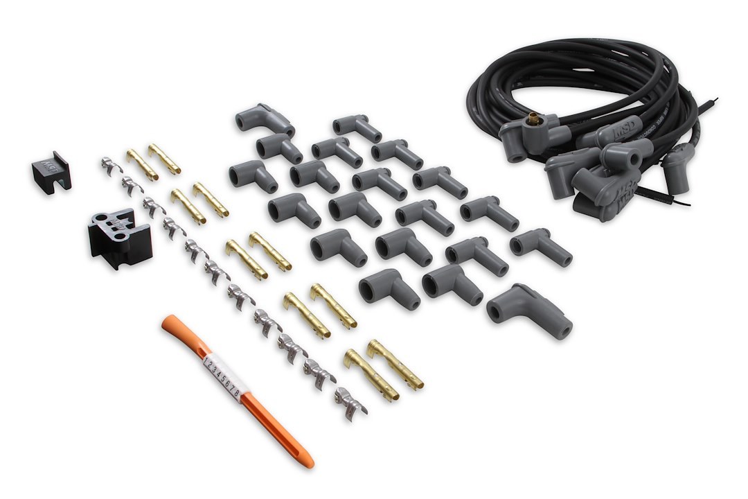MSD Ignition Spark Plug Wire Set, Super Conductor, Unassembled, Black, 8-1/2 Millimeter, Silicone and Synthetic – 31233