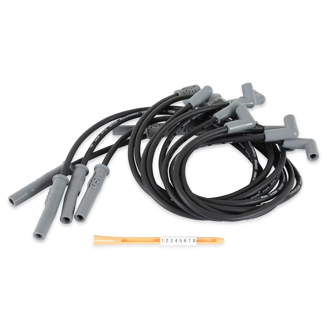 MSD Ignition Spark Plug Wire Set, Super Conductor, Pre Assembled, Black, 8-1/2 Millimeter, Silicone and Synthetic – 31323