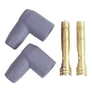 MSD Ignition Distributor Boot, 90 Degree Socket Style, Fits 8.5 Millimeter Wires, With Terminal, Silicone, Set of 2 – 3321
