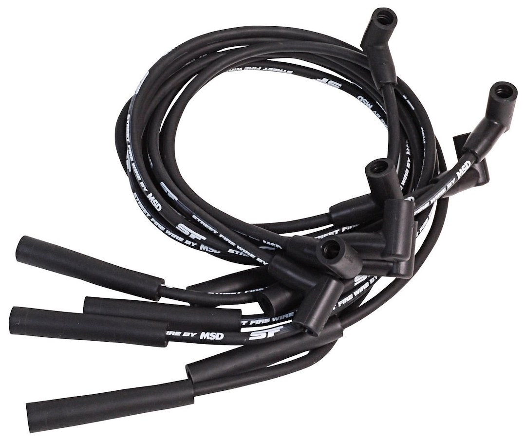 MSD Ignition Spark Plug Wire Set, Street Fire Wires, Pre Assembled, Black, 8 Millimeter, Silicone and Synthetic – 5540