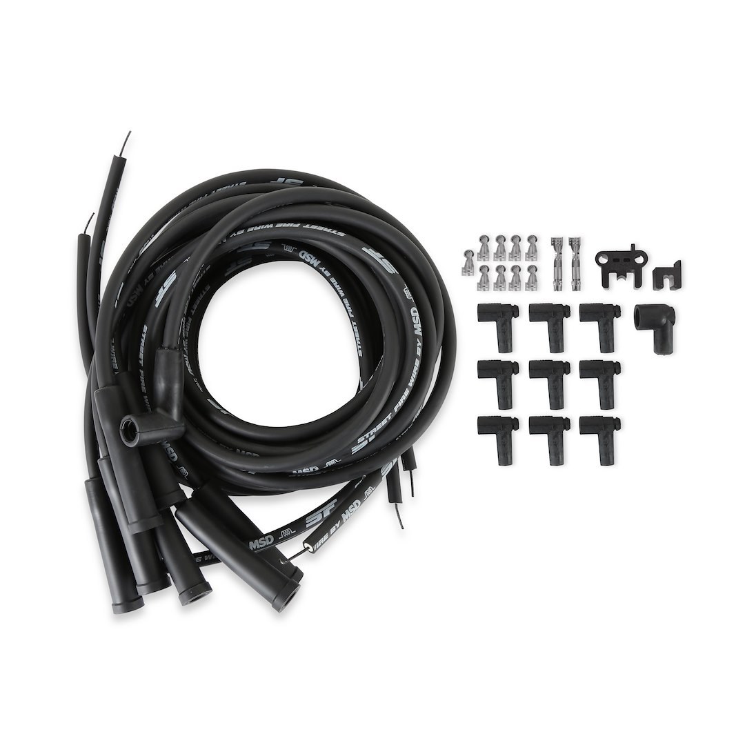 MSD Ignition Spark Plug Wire Set, Street Fire Wires, Unassembled, Black, 8 Millimeter, Silicone and Synthetic – 5550